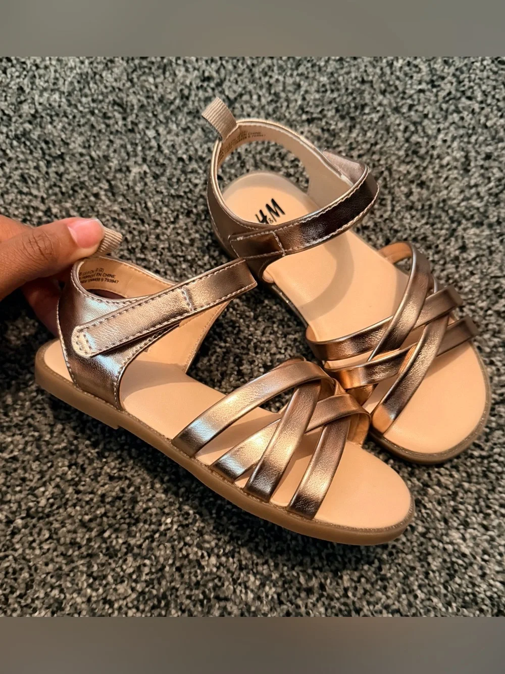 H&M Girls Metallic Rose Gold Braided Strappy Sandals